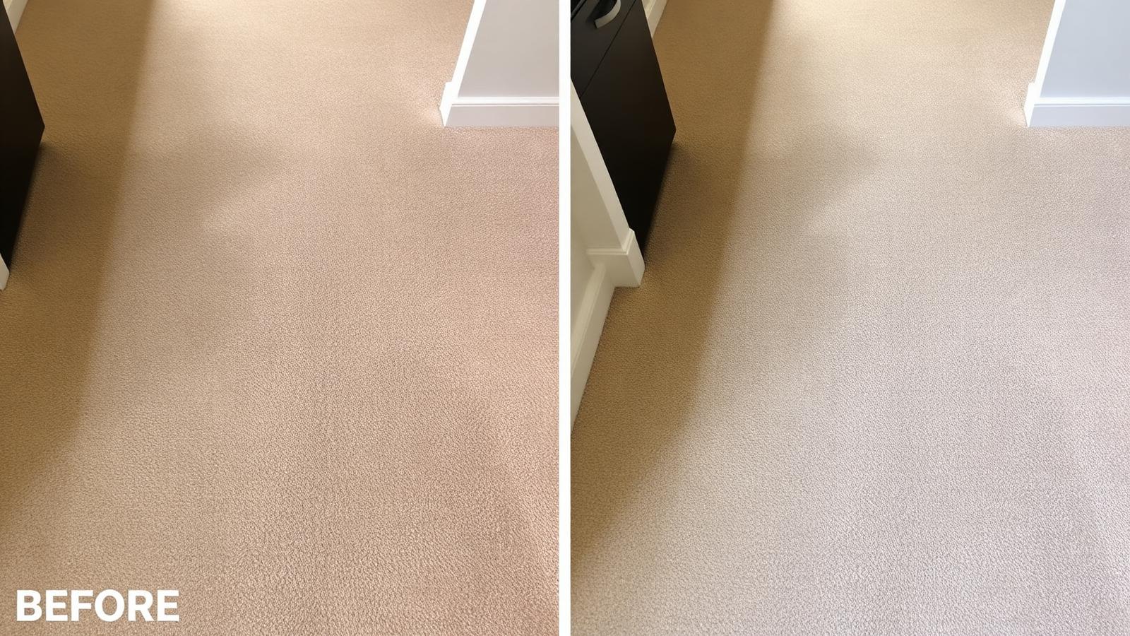 Before and after carpet cleaning comparison